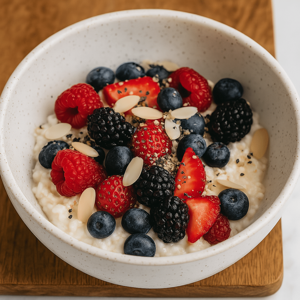 cottage cheese berries nuts breakfast bowl