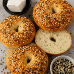 cottage cheese protein bagel recipe topped with sesame and seasoning