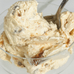 Creamy high protein salted caramel ice cream in a dessert bowl with visible caramel texture