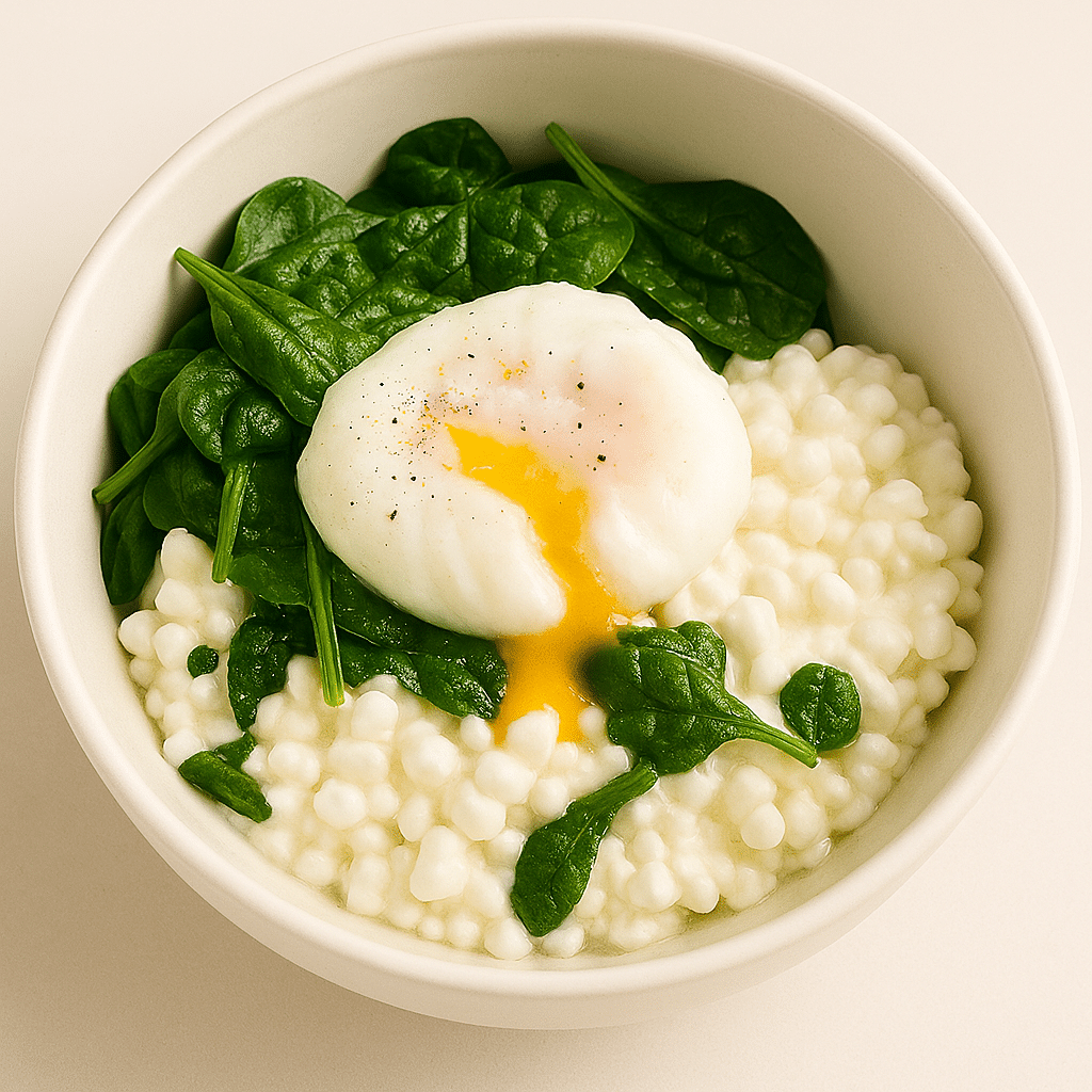spinach egg cottage cheese breakfast bowl