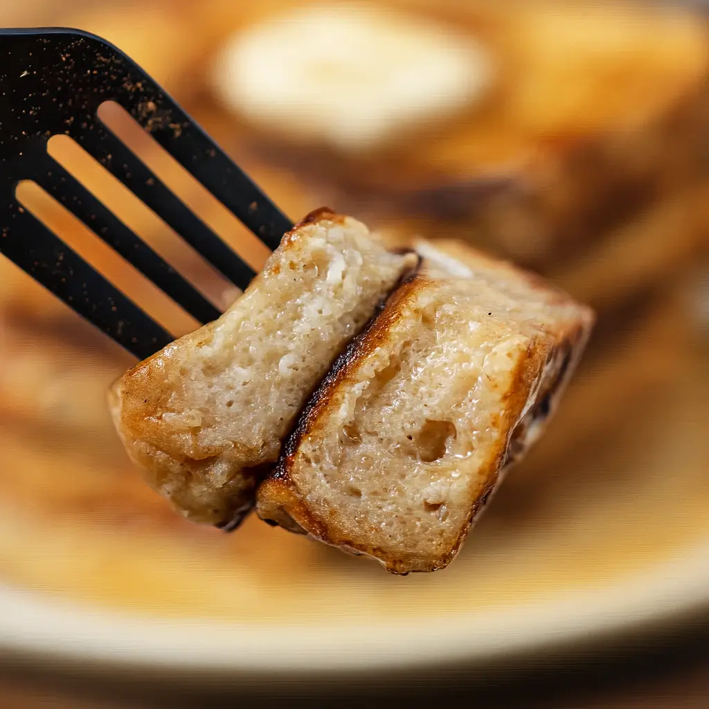 Cottage Cheese French Toast: A Cozy, Protein-Packed Breakfast You’ll Crave Every Morning 7 Soft bite of cottage cheese French toast on a fork